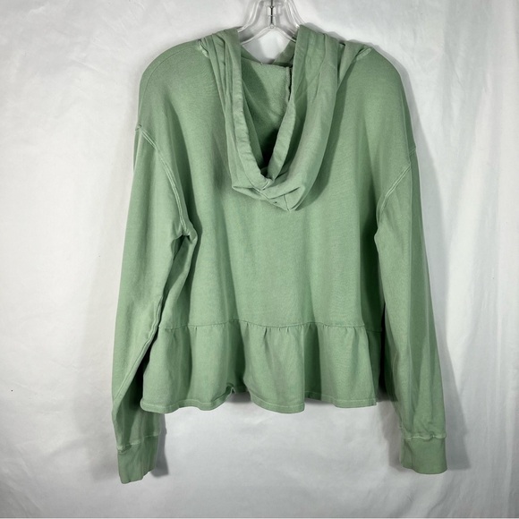 Eyeshadow Light Pastel Green Ruffle Peplum Hem Oversized Hoodie Sweatshirt Med M - Picture 4 of 4